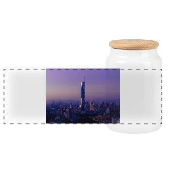 Silhouette du crépuscule avec flèche - Boîte à biscuits avec couvercle en bois - blanc - Devant