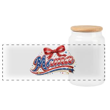 Drapeau des États-Unis : Écho pailleté 4 juillet - Boîte à biscuits avec couvercle en bois - blanc - Devant
