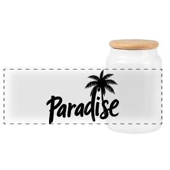 Paradiespalmen - Panorama Keksdose mit Holzdeckel - Weiß - Vorne