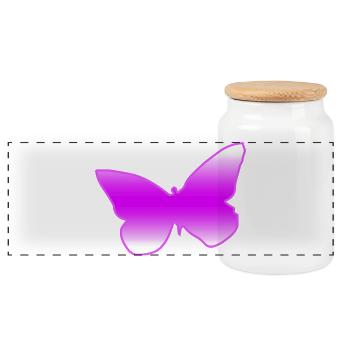 Butterfly - Panoramic Cookie Jar with Wooden Lid - white - Front