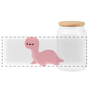 Brontosaurus Harmonica - Panoramic Cookie Jar with Wooden Lid - white - Front