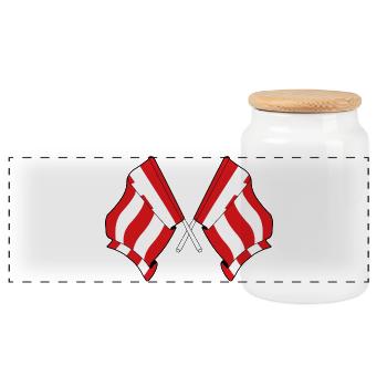 Eindhoven Twin Flags - Panoramic Cookie Jar with Wooden Lid - white - Front