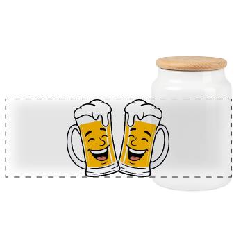 Beer Beer Glass Beer Glasses Beer Drinker Drinking Beer - Panoramic Cookie Jar with Wooden Lid - white - Front