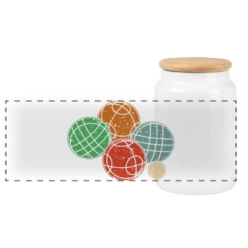 Boccia And Petanque Graphic Boccia Set - Panoramic Cookie Jar with Wooden Lid - white - Front
