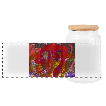 Color Swirls Overlay Abstract Colors - Panoramic Cookie Jar with Wooden Lid - white - Front