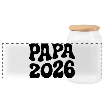 Papa 2026 - Panorama Keksdose mit Holzdeckel - Weiß - Vorne
