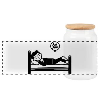 Sleeping Bed - Panoramic Cookie Jar with Wooden Lid - white - Front