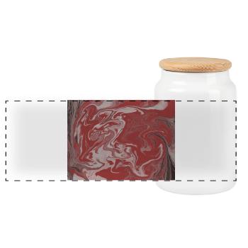 Marble Swirl Red-Grey - Panoramic Cookie Jar with Wooden Lid - white - Front