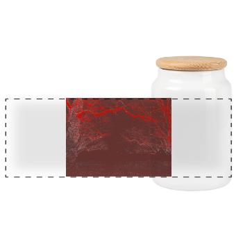 Forêt de Nuages Rouges – Forêt abstraite - Boîte à biscuits avec couvercle en bois - blanc - Devant