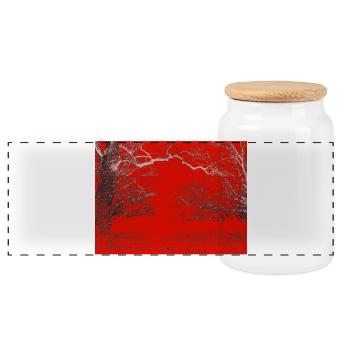 Red Forest Edge Contrast - Panoramic Cookie Jar with Wooden Lid - white - Front