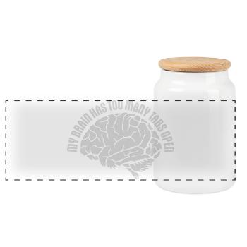 My Brain Has Too Many Tabs Open Lustig Grübeln - Panorama Keksdose mit Holzdeckel - Weiß - Vorne