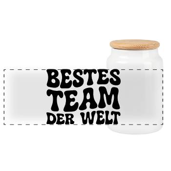 Bestes Team der Welt - Panorama Keksdose mit Holzdeckel - Weiß - Vorne