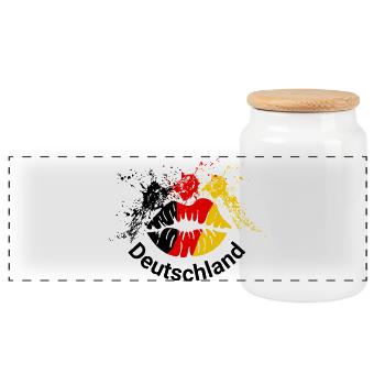 Kissing Lips Deutschland - Panorama Keksdose mit Holzdeckel - Weiß - Vorne