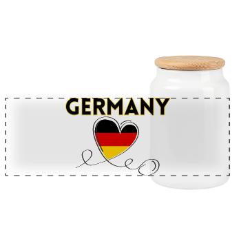 Deutschland German Football Soccer Ball Travel Retro - Panorama Keksdose mit Holzdeckel - Weiß - Vorne