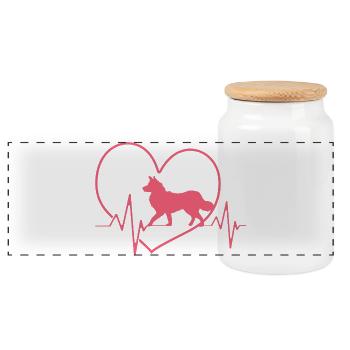 Border Collie - Panoramic Cookie Jar with Wooden Lid - white - Front