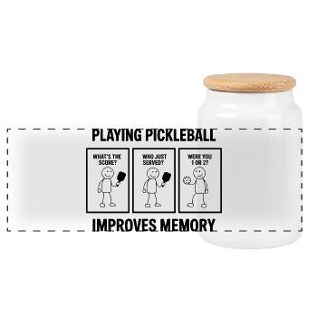 Pickleball Memory Boost Memory Training spor - Panoramic Cookie Jar with Wooden Lid - white - Front