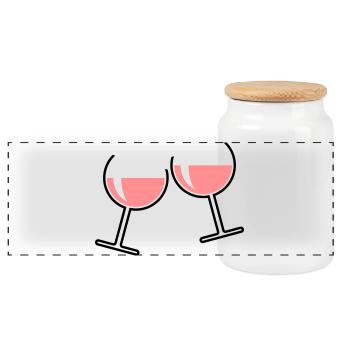 2 rosé wine glasses (rosé wine / wine / round open) - Panoramic Cookie Jar with Wooden Lid - white - Front