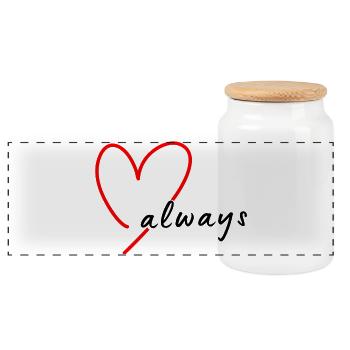 Red Sketch Heart Hand Drawing - Panoramic Cookie Jar with Wooden Lid - white - Front