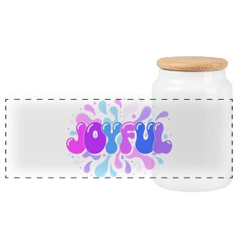 Joie éclatante en splash pop - Boîte à biscuits avec couvercle en bois - blanc - Devant