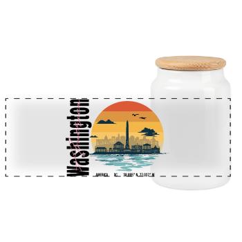 America Washington Sunset Design - Boîte à biscuits avec couvercle en bois - blanc - Devant