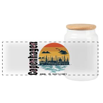Coucher de soleil rétro de la Skyline de Copenhague - Boîte à biscuits avec couvercle en bois - blanc - Devant