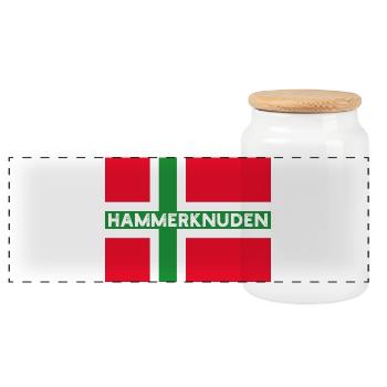 Hammerknuden Bornholm Flagge - Panorama Keksdose mit Holzdeckel - Weiß - Vorne