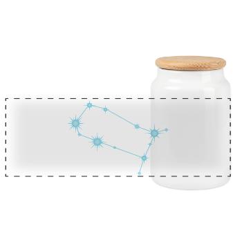 Constellation des étoiles des Gémeaux, signe du zodiaque Bleu pastel - Boîte à biscuits avec couvercle en bois - blanc - Devant