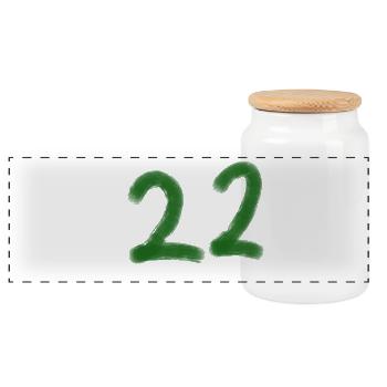 Green brush count 22 - Panoramic Cookie Jar with Wooden Lid - white - Front