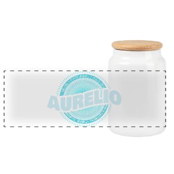 Gift for Aurelio - Panoramic Cookie Jar with Wooden Lid - white - Front