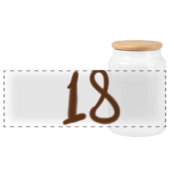 Marron dessiné à la main 18 chiffres - Boîte à biscuits avec couvercle en bois - blanc - Devant