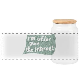 Older than the Internet - Panoramic Cookie Jar with Wooden Lid - white - Front