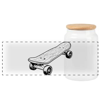 Skateboard Graphics - Panoramic Cookie Jar with Wooden Lid - white - Front