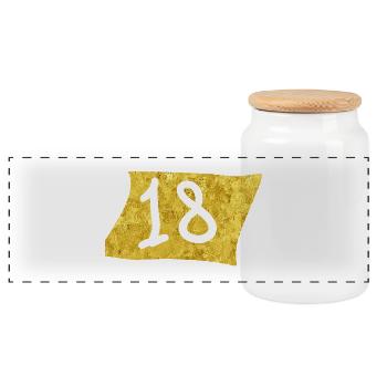 Design de célébration Golden 18 - Boîte à biscuits avec couvercle en bois - blanc - Devant