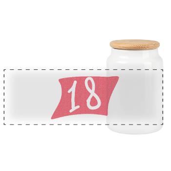 18th Birthday Pink Dot Design - Panoramic Cookie Jar with Wooden Lid - white - Front