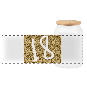 Motif léopard avec grande amperand - Boîte à biscuits avec couvercle en bois - blanc - Devant