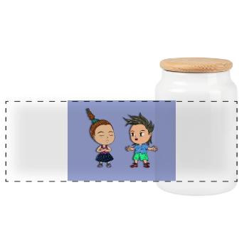 une conversation animée divertissante - Boîte à biscuits avec couvercle en bois - blanc - Devant