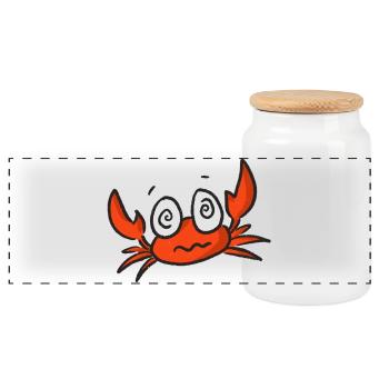 Dessin animé de crabe rouge aux grands yeux - Boîte à biscuits avec couvercle en bois - blanc - Devant