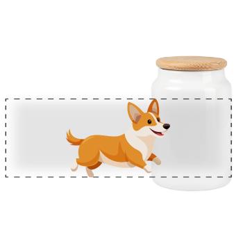 Corgi en course - Boîte à biscuits avec couvercle en bois - blanc - Devant