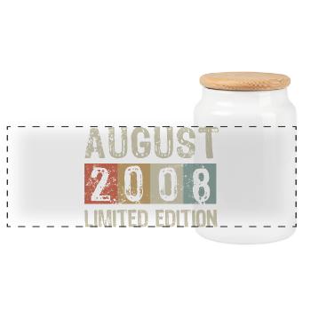 Édition limitée cadeau d’anniversaire d’août 2008 - Boîte à biscuits avec couvercle en bois - blanc - Devant