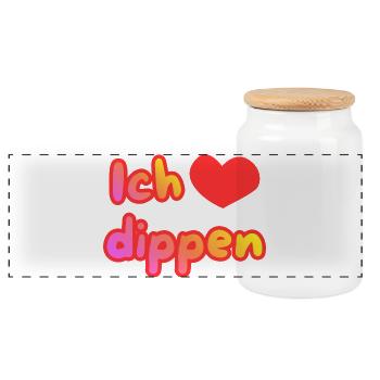 Ich liebe dippen - Panorama Keksdose mit Holzdeckel - Weiß - Vorne