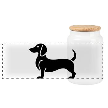 teckel - Boîte à biscuits avec couvercle en bois - blanc - Devant