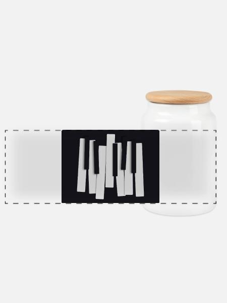 Abstrakte Klaviertasten – Modernes Design - Panorama Keksdose mit Holzdeckel - Weiß