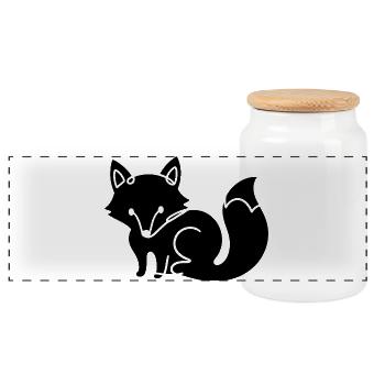 Fuchs Silhouette – süßes minimalistisches Tiermoti - Panorama Keksdose mit Holzdeckel - Weiß - Vorne