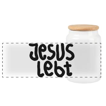Jesus Left Typografie - Panorama Keksdose mit Holzdeckel - Weiß - Vorne
