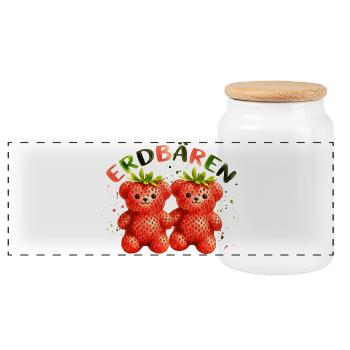 Erdbären Süßes Erdbeere Bären Wortspiel Design - Panorama Keksdose mit Holzdeckel - Weiß - Vorne