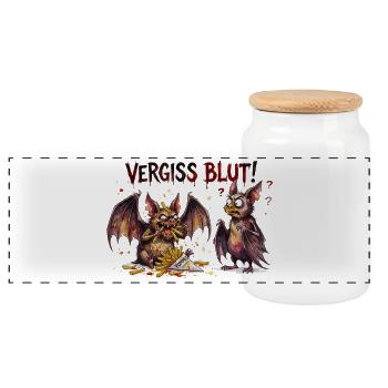 Vergiss Blut Pommes Fledermaus Halloween Design - Panorama Keksdose mit Holzdeckel - Weiß - Vorne