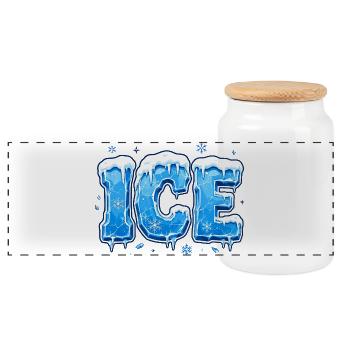 Frostiger Eiszapfen Schriftzug - Panorama Keksdose mit Holzdeckel - Weiß - Vorne