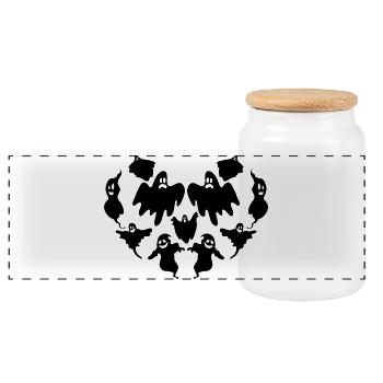 Halloween Heart Ghost Halloween Ghost - Panorama Keksdose mit Holzdeckel - Weiß - Vorne