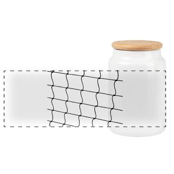 Netz aus Strick mit Knoten - Panorama Keksdose mit Holzdeckel - Weiß - Vorne