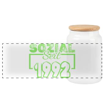 Social Worker 1992 - Panoramic Cookie Jar with Wooden Lid - white - Front